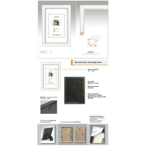Ramka drewniana Icar DRWA 1 Biała, 15x21cm - 2